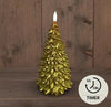 BOT 3D LONT GOLD WEIHNACHTSBAUMKERZE RUSTIKAL WACHS 9,5X20CM 2AAA / TIMER
