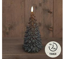 BOT 3D LONT SCHWARZ WEIHNACHTSBAUMKERZE RUSTIKAL WACHS 9,5X20CM 2AAA / TIMER
