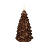 Weihnachtsbaumkerze aus Wachs, 3D-Flamme, batteriebetrieben (2x AA), mit Timer, 20x9,5 cm, Bronze.