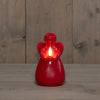 LED-Kerze Engel aus Wachs mit 3D-Flamme, batteriebetrieben, mit Timer, Ø 8,5 cm, H 14,5 cm, rot