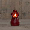 LED-Kerze Engel aus Wachs mit 3D-Flamme, batteriebetrieben, mit Timer, D8,5 x H14,5 cm, Bordeaux