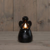 LED-Kerze Engel aus Wachs mit 3D-Flamme, batteriebetrieben, mit Timer, Ø 8,5 cm, H 14,5 cm, schwarz