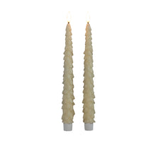 Tischkerze Weihnachtsbaum Wachs 3D Flamme mit 2x2AAA Batterien und Fernbedienung, 27cm Elfenbein, 2 Stück