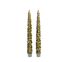 Tischkerze Weihnachtsbaum Wachs 3D Flamme mit 2x2AAA Batterien und Fernbedienung, 27cm, Gold, 2 Stück