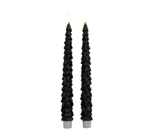 Tischkerze Weihnachtsbaum Wachs 3D Flamme mit 2x2AAA Batterien und Fernbedienung, 27cm, schwarz, 2 Stück