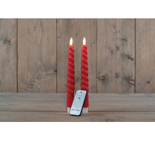 ABENDESSEN KERZE B.O. 2PCS ROT WIRBEL WACHS 23CM 3D DOCHT MIT FERNBEDIENUNG 2X2AAA