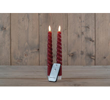 DINNER CANDLE B.O. 2PCS BORDEAUX SWIRL WAX 23CM 3D DOCHT MIT FERNBEDIENUNG 2X2AAA