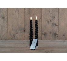 DINNER CANDLE B.O. 2PCS BLACK SWIRL WAX 23CM 3D DOCHT MIT FERNBEDIENUNG 2X2AAA