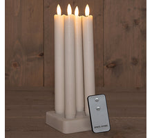 SET 4 STÜCK 3D DOCHT WIEDERAUFLADBARE TISCHKERZE WEISS 23,5CM INKL. LADESTATION UND FERNBEDIENUNG