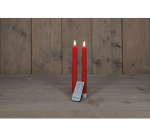 DINNER KERZE B.O. 2PCS ROT RUSTIKALEN WACHS 23CM 3D DOCHT MIT FERNBEDIENUNG 2X2AA