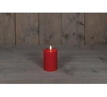 STUMPFE KERZE B.O.T. ROT WACHS RUSTIKAL 3D DOCHT 7.5X10CM 3XAAA / TIMER