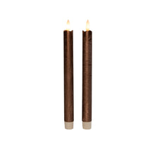 DINNERKERZE RUSTIKAL WACHS 3D FLAMME MIT 2X2AAA BATTERIEN UND FERNBEDIENUNG 23CM BRONZE 2 STÜCK