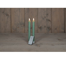 DINNER KERZE B.O. 2PCS JADE GRÜN RUSTIKALEN WACHS 23CM 3D DOCHT MIT FERNBEDIENUNG 2X2AA