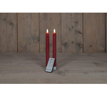 DINNERKERZE B.O. 2ST. BORDEAUX RUSTIKAL WACHS 23CM 3D DOCHT MIT FERNBEDIENUNG 2X2AA