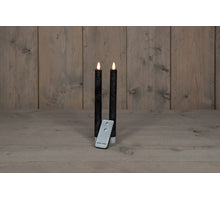 DINNERKERZE B.O. 2PCS SCHWARZES RUSTIKALES WACHS 23CM 3D DOCHT MIT FERNBEDIENUNG 2X2AA
