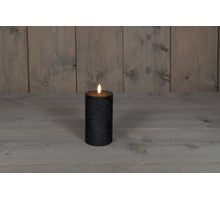 STUMPFE KERZE B.O.T. SCHWARZES WACHS RUSTIKAL 3D DOCHT 7,5X12,5CM 3XAAA / TIMER