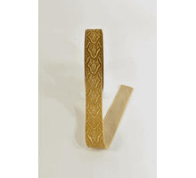 Satinband mit bedruckten Blättern 25mm 20mtr Leinen/Weiß