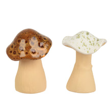 Paddenstoel keramiek reactive glaze 2ass bruin/warm wit D.7.5cm x H.10.6cm