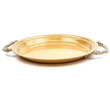 Zinktablett goldfarben mit Seilgriff, Höhe 2,5 cm, Durchmesser 29 cm