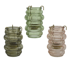 Theelichthouder glas 3col assortie D8 H12,5cm
