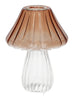 Kerzenhalter Pilz Amanita D10 H13cm Braun/Klares Glas