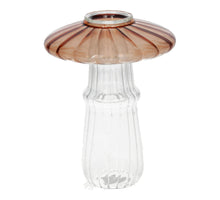 Kerzenhalter Pilz Shiitake D9 H12cm Braun/Klarglas