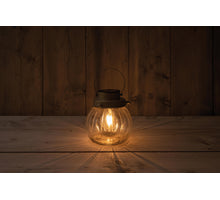 SOLARLATERNE SCHWARZ AUF STECKER 15X58CM MIT LED GLÜHFADEN