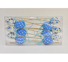 Eieren Op Stok Blauw Wit - 12 Stuks