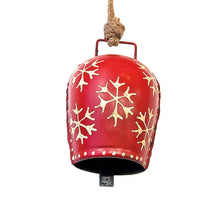 3 Stück Metallglocke ''Schneeflocke'' 13cm rot/weiss