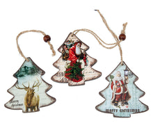 Anhänger Weihnachtsbaum Holz mit Druck (6 Stück) 8cm