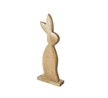 Hase Mangoholz auf Sockel natur L.28cm x B.7cm x H.74cm