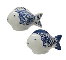 Fisch Porzellan 2 sortiert blau/weiss 11x6x7cm