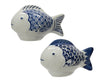 Fisch Porzellan 2 sortiert blau/weiss 11x6x7cm