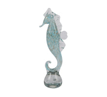 Dekoration Seepferdchen eisblaues Glas D8 H32cm