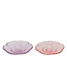 Kerzenhalter Glas 2-farbig sortiert D10,5 H3,2cm