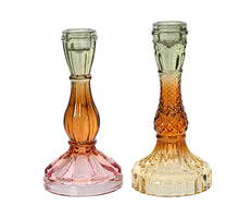 Kerzenhalter aus Glas, 2-teilig, Ø 8,5 cm, H 16,5 cm