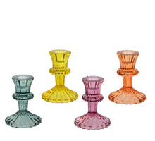 Kerzenhalter aus Glas, 4 Farben sortiert, Ø 8,5 cm, H 11 cm