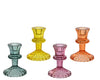 Kerzenhalter aus Glas, 4 Farben sortiert, Ø 8,5 cm, H 11 cm