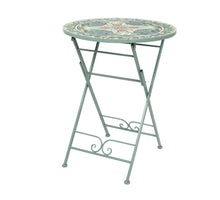 Bistrotisch Cancun Eisen Outdoor grün Mosaik H76 D60cm