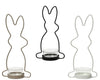 Teelichthalter Hase Eisen 3 Farben sortiert 9x5x18cm