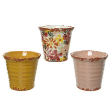 Pflanzgefäß ''Frühling'' Terrakotta 3 Farben sortiert H.13.5cm T.14cm