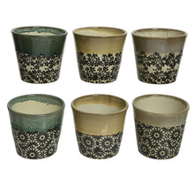 Pflanzer ''Blume'' Terrakotta 6 sortiert H.12.8cm T.14cm