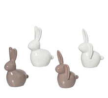 Porzellan-Kaninchen, 4-teilig, graumeliert, 5x8x12cm