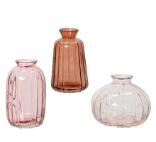 Vase geripptes Glas 3 sortiert B.10.5cm x H.9cm T.10.5cm