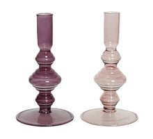Kerzenleuchter Glas 2 Farben sortiert ''lila'' H16 T8,5cm