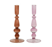 Kerzenleuchter Glas 2 Farben sortiert ''rosa'' H20 T8,5cm