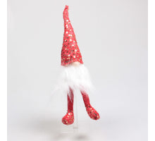 Weihnachtswichtel mit Pailletten-Bummelbeinchen 12x10x42 cm Rot