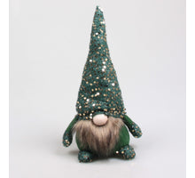 WEIHNACHTSZWERG MIT PAILETTEN 19X13X36 CM GRÜN