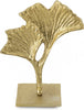 Ginko blad deco op voet aluminium 10,5x9x4,5cm goud