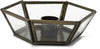 Kandelaar zeshoek glas/metaal 3×12,5x9cm vintage goud